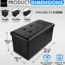 Faux Leather 76x38x38cm Black Ottoman Foldable Storage Boxes Seat Foot Stool Storage Box with Lids for Kids Toys, Bedroom, Hallway, Living Room (FREE POSTAGE) Image 5