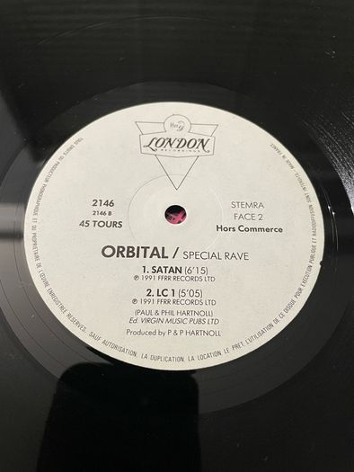 Orbital - Special Rave (Maxi 45) - 12" Vinyl DJ Promo - 1991 FFRR Records - France Release
