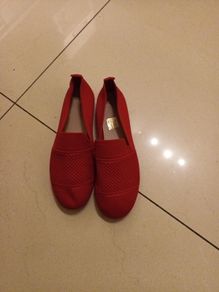 Ladies Red  Slip-On Shoe.  S.5.  New- No Tag.