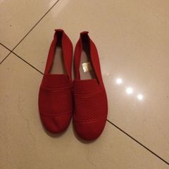 Ladies Red  Slip-On Shoe.  S.5.  New- No Tag.