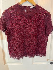 New Zara Lace Top - Size L / Size 12 Burgundy