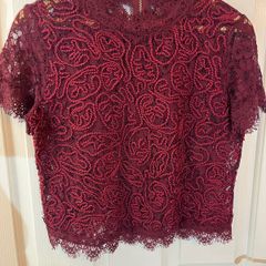 New Zara Lace Top - Size L / Size 12 Burgundy