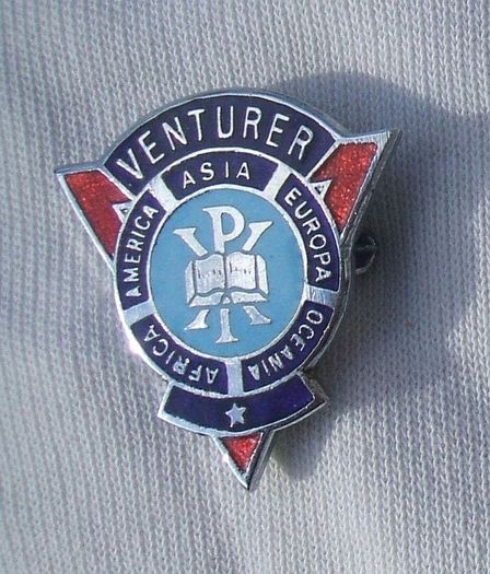 WORLD ALLIANCE of YMCAs (Young Men's Christian Association) - Venturer One-Star award badge (c.1960s). Scarce badge.