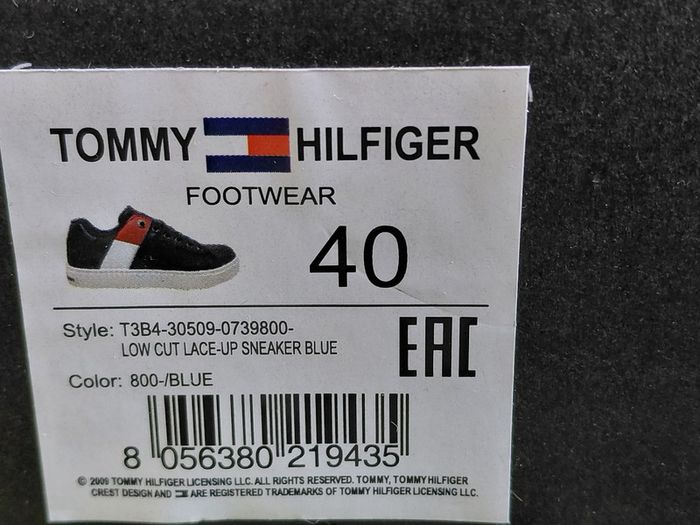 Tommy Hilfiger Unisex Leather Footwear Low Cut Lace-Up Sneaker Blue UK-6.5/EUR-40 Style:T3B4-30509-0739800-/Blue-2024