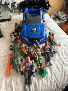 Huge Vintage Action Man Bundle 9 Figures Dr X Two F1 Cars 4x4 Crocodile and Accessories