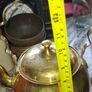 Vintage Etched Brass Tea Kettle with Footed Trivet Stand Postage Available or Collection, Image 10