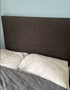Dark grey fabric double bed