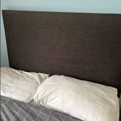 Dark grey fabric double bed
