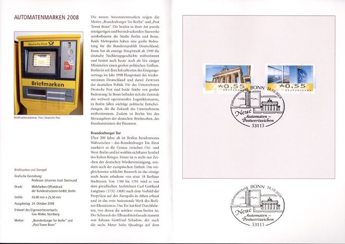 2008 Bundes Republic Deutschland (Germany) Federal Annual Stamp EFT Collection 2008. Includes 49 images of contents