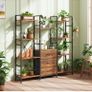 4-Tier Bookcase with Drawers, 100cm Wide Rustic Brown Shelving Unit 142cm Height, 10 Open Shelves + 3 Fabric Drawers, Industrial Rustic, For Living/Bedroom/Home Office, Large Storage Image 5