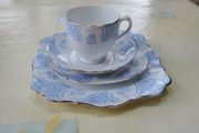 Vintage Roslyn China Hostess Set "Leda" Blue &amp; White