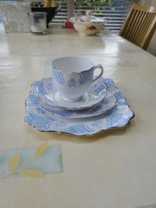 Vintage Roslyn China Hostess Set "Leda" Blue & White