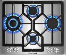 Gas Hob 4 Burners, 60cm Built-in Stainless Steel Cooktop, NG/LPG Convertible Propane Gas Stove with Flame Failure Thermocouple Protection, 8800W High Power