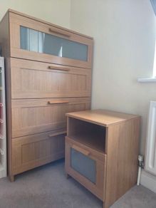 Ikea Brimnes oak drawers & locker