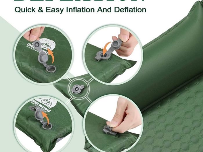 Double Self-Inflating Camping Mat - 2 Man Lightweight Sleeping Mat, Inflatable Camping Mat for 2 Person, Two Man Thick Sleeping Pad with Pillow for Hiking, Backpacking, Car Camp (FREE POSTAGE)