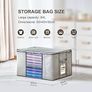 FREE SHIPPING Clothes Collapsible Storage Boxes with Lids, Wardrobe Organiser Large Moving Duvet Storage Bags with Reinforced Handles and Zip, Bedroom Underbed Storage, 4 Pack, Grey Image 5