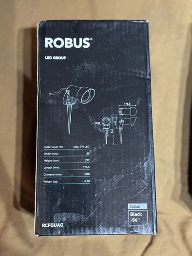 Set of 5 ROBUS Clubfinch GU10 Outdoor Spike Lights (IP65 Anti-Glare Black)