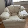 FREE Cream Leather Sofa Set 2 Singles + 1 triple Collection Only Image 2