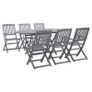 7 Piece Garden Dining Set Solid Acacia Wood Grey Image 2
