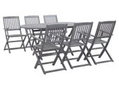 7 Piece Garden Dining Set Solid Acacia Wood Grey