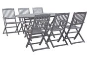 7 Piece Garden Dining Set Solid Acacia Wood Grey