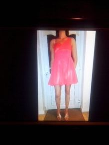 Very feminine coral coloured dress