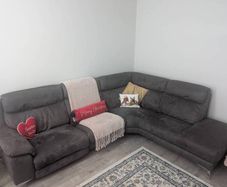 L-shaped Corner Sofa with Electric recliner and usb charger, Michael Murphy Furniture Dewsbury Sofa Grey
