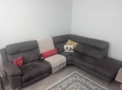 L-shaped Corner Sofa with Electric recliner and usb charger, Michael Murphy Furniture Dewsbury Sofa Grey