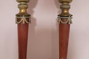 Art noveau style pair of glass torchiere table lamps