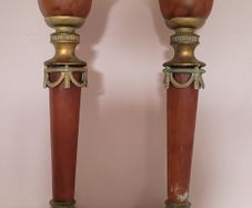 Art noveau pair of glass torchiere table lamps