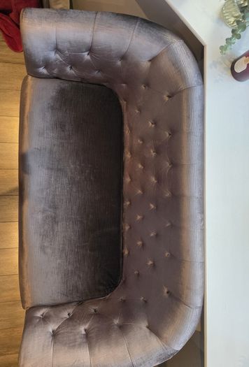 Olive Green Velvet Loveseat / Compact 2 Seater Sofa