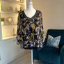 Ladies Navy & Mustard Chiffon Top from Dunnes Stores. Size UK 20-22 / EU 48-50 Image 4