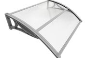 FREE EXPRESS SHIPPING Polycarbonate Front Door Canopy Outdoor Awning, Rain Shelter for Back Door, Plastic, Porch, Patio, Window, 100 x 80 cm, Grey