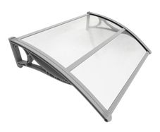 FREE EXPRESS SHIPPING Polycarbonate Front Door Canopy Outdoor Awning, Rain Shelter for Back Door, Plastic, Porch, Patio, Window, 100 x 80 cm, Grey