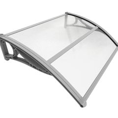 FREE EXPRESS SHIPPING Polycarbonate Front Door Canopy Outdoor Awning, Rain Shelter for Back Door, Plastic, Porch, Patio, Window, 100 x 80 cm, Grey