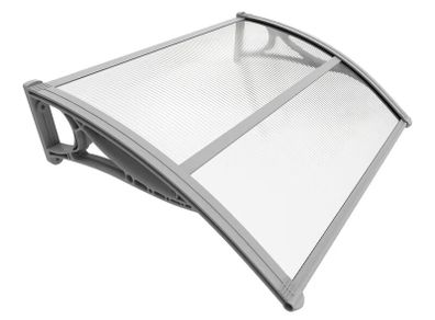 FREE EXPRESS SHIPPING Polycarbonate Front Door Canopy Outdoor Awning, Rain Shelter for Back Door, Plastic, Porch, Patio, Window, 100 x 80 cm, Grey