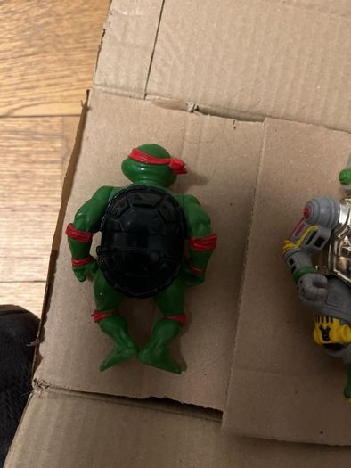 Vintage TMNT Figure Lot 1988 1989 Playmates - Raphael Soft Head & Shiny Chrome Metalhead Robot Turtle