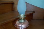 Antique French copper base oil lamp works