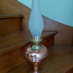 Antique French copper base oil lamp works