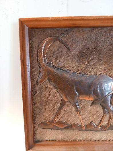 Vintage Dennis Thompson 1980 Copper Art 3D Sable Antelope in mahogany Frame / Pub Art / vintage Framed original / vintage oil  copper Wall Picture Hanging frame mirror  decor vintage painting canvas sea  Collectable hunters man cave