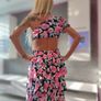 One shoulder floral dress Image 3