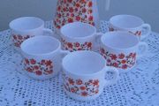 Vintage  1970s Arcopal France Milk Glass Jug and Cups Set