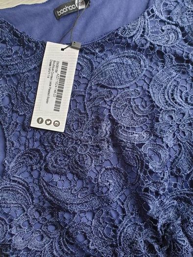 Boohoo Navy lace Pleated dress 12