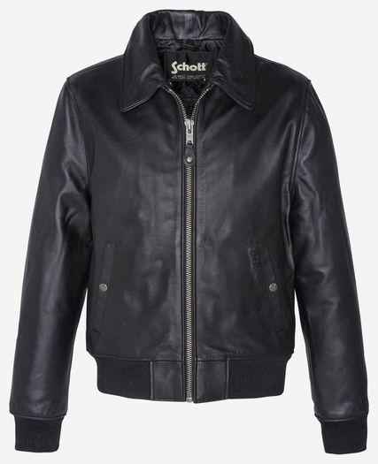 New Schott NYC LC930D Pilot Cowhide Leather Men's Jacket, Removable Collar