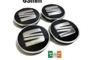 SEAT x 4 Alloy Wheel Centre Hub Caps 63mm BLACK