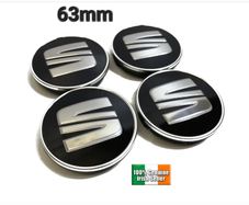 SEAT x 4 Alloy Wheel Centre Hub Caps 63mm BLACK