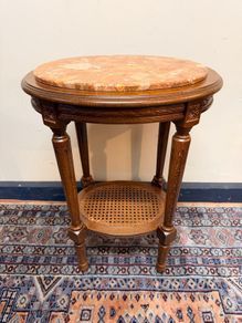 FLASH SALE ! Was 225 now 190 ! French Fruitwood & Marble Side Table or Plant Stand