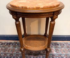 FLASH SALE ! Was 225 now 190 ! French Fruitwood & Marble Side Table or Plant Stand