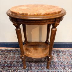 FLASH SALE ! Was 225 now 190 ! French Fruitwood & Marble Side Table or Plant Stand