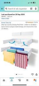 2 White Wall Retractable Laundry Drying Racks (120cm)